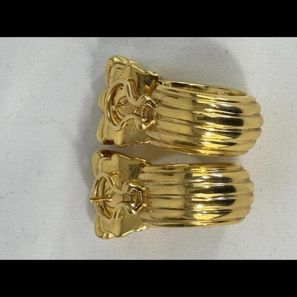 Vasari - Vintage Solid Gold Statement Earrings - image 6